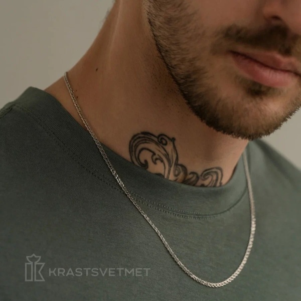 Цепь из серебра 925, плетение «Ромб двойной»